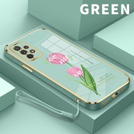 NaVVin Tulips and Sunflowers Square Phone Case for Samsung Galaxy A03s A01 A02 A02s A03 A04s A11 A21s A31 A51 A71 A12 A22 A32 4G A52 A72 A13 A23 A33 A53 A73 5G Soft TPU Silicone Lens Protection Back Cover