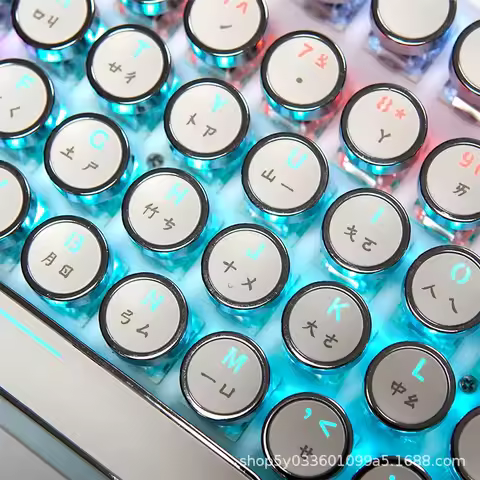 Punk Hangul Keycaps Aluminum Alloy Round Gaming French/Russian/Spanish/Korean Custom Keycaps for Mec