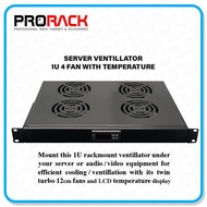 PRORACK 1U Server Rack Mount 4 Fan with temperature display 220v Ventillator for Servers or Audio Vi