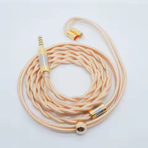 XINHS Q01 Gold Cobra 2-Strand Coaxial Copper Gold Alloy Silver Plated Earphone Upgrade Cable