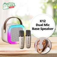 [Mini Speaker With MIC] KTV Skyblue LED Wireless Bluetooth Bass Mini Speaker KTV Karaoke Mic Super M