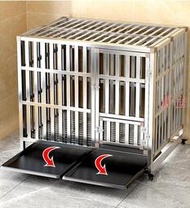 全網最低價✅不鏽鋼狗籠 中大型犬鐵籠 室內折疊帶廁所分離方管寵物籠