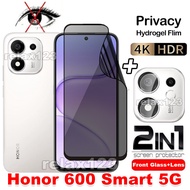 For HONOR 600 Smart 5G Anti-Privacy Hydrogel Film and Camera Flim For Honor 600 Lite Pro Honor600 Sm