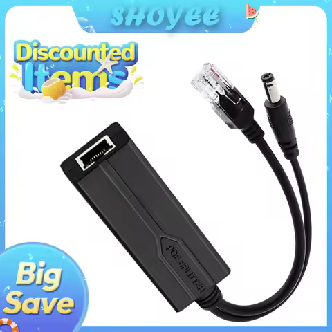 POE Splitter 48V to 12V/5V IEEE 802.3af Output Power Over Ethernet Splitter Adapter Security System 
