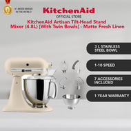 KitchenAid Artisan 4.8L Tilt-Head Stand Mixer With Twin Bowls (5KSM175PS)