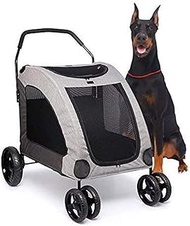 Qiuqiu Pet Jogging Dog Cart for 2 Dogs - Breathable Animal Carrier With 4 Wheels and Storage Space -