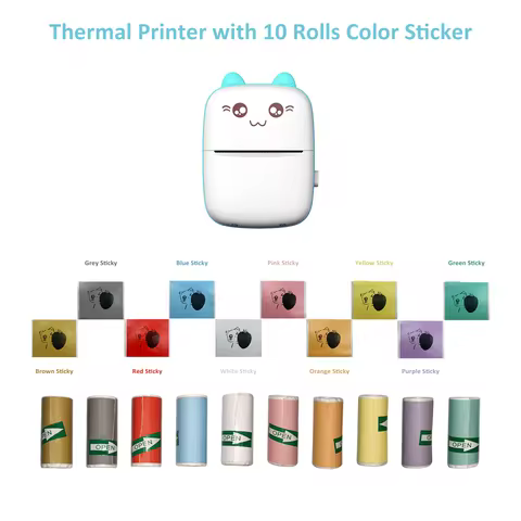 Mini Printer Sticker Printer Thermal Printer Photo Printer Phone Printer for Learning Study Notes An