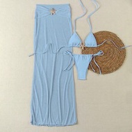 Polovedo Official New Arrival Spring/Summer Sexy Solid Blue Starfish 3-Piece Bikini Set, ชายหาด Holi