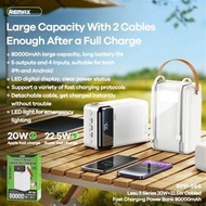 REMAX RPP-565 / RPP-566 Lesu II Series PD20W+QC22.5W Built-in Cables Fast Charge Powerbank 60,000mAh
