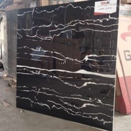 GRANIT 60X60 MOTIF MARMER BLACK GLAZED POLISHED kramik list lantai