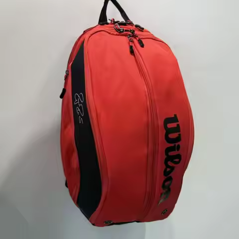 Wilson DNA Series Federer Red Tennis Backpack PU Design Racket Sport Tennis Bag Max for 3 Racquets w