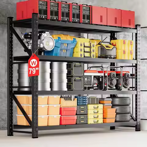 79" W Storage Shelves,6800LBS Metal Garage Storage Shelving,Heavy Duty Adjustable Unit Storage Shelv