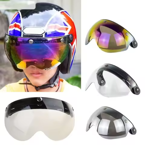 P5ED Open Face Helmet Visor Motorcycle Helmet Bubble Visor Lens Bubble Shield 3-Snap Design Flip Up