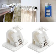 2Pcs Hanging Rod Clip Adhesive Wall Curtain Hanging Rod Clamp Hooks Shower Curtain Rod Holder