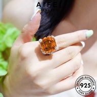 AIFEI JEWELRY For Accessories Flowers Women Korean Perak Silver 純銀戒指 Original Sterling Ring Luxury Citrine Adjustable 925 Perempuan Cincin R2327