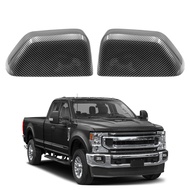 For Ford 2017-2022 F250 F350 Top Half Tow Mirror Cover Cap Carbon Fiber Pattern