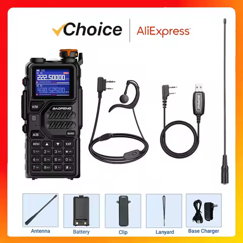 Baofeng Official Store K5 Plus 10-Watt 136-174/220-260/400-480MHz Type-C 2500mAh Battery 999CH