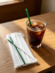 Individually Wrapped Plastic Straws 500Pcs – Hard Green Straws 6x210mm for Cold Drinks, Smoothies, B