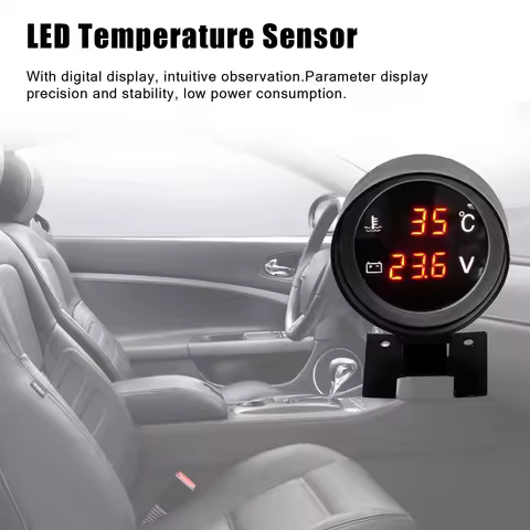 12.0V/24V General Car Water Temperature Gauge Voltmeter Motors Water Temp and Voltage 2-in-1 Meter D