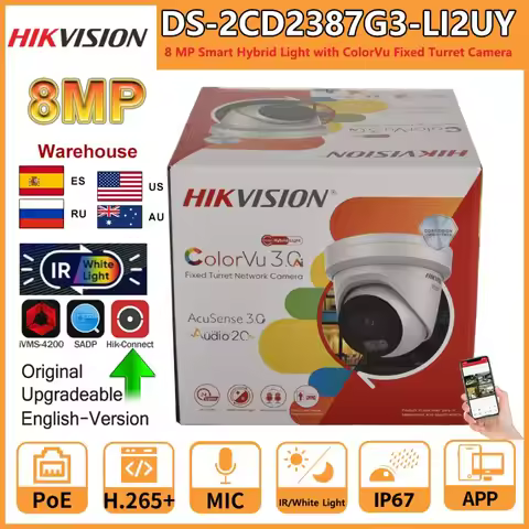 Hikvision 8MP IP Camera DS-2CD2387G3-LI2UY Smart Hybrid Light ColorVu Built-in Dual Mic 4K 24/7 Colo