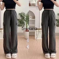 Swara - Ayzel Cargo Pants - Korean Loose Pants Highwaist Long Cargo Pants for Women Casual Comfortab