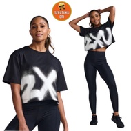 WOMEN'S SPORTS T-SHIRT SIZE (S) 2XU FORM CROP WOMEN'S RUNNING T-SHIRT BLACK/WHITE NEW ORI WR6994A
