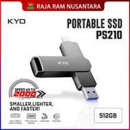 KYO PS210 512GB Portable SSD 20Gbps USB 3.2 Gen 2 X2 TYPE C External SSD OTG USB C 3.2 Gen 2x2 USB A