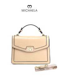 MICHAELA Glossy Crocodile Crossbody Bag Twist Lock Luxury Elegant Roomy Top Handle Bag HB5506016 LX