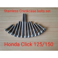 meajess Mc parts stainless Crankcase bolts set for honda click v1/v2..