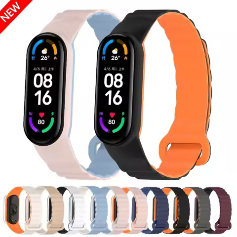 Magnetic Loop Silicone Strap For Xiaomi Mi Band 9/8/7/6/5/4/3 Bracelet Wristband Correa for Mi Band