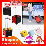 Ready Stock - Extra Large 65L Strong 100Kg Load Folding Shopping Cart Trolley Storage Movable Easy C