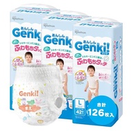 Pants L Size] Genki Diapers, Case of 126 (42 x 3), Iris Oyama