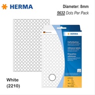 Herma Adhesive Round Dot Sticker Label 5632 dots/pkt 8mm White 2210