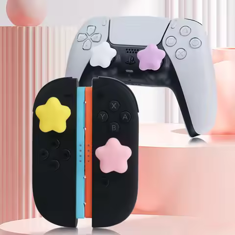 Star-Shaped Silicone Thumb Grips compatible with Switch 2 Joy-Con - Non-Slip NS2/PS4/PS5/Pro/Xbox Pr