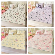 【CADAR】3 IN 1 Cartoon Kitty Print Cool Latex Non-Slip Mat For Kids Pillow Cover Bedsheet Single/Super Single Queen King Size
