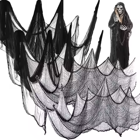 2M/4M White Black Halloween Gauze Creepy Cloths Giant Spider Web For Halloween Party Home Scene Deco