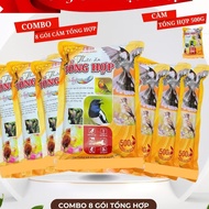 Combo of 8 Packets of Hien Bao Khanh Synthetic Bran 500g Food for all types of birds Free Plastic Br