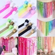 6 Rolls Crepe Paper Streamer Rolls Birthday Decoration Set Colors Crepe Paper Rolls DIY Gift Wrapping Paper Crafts Birthday Wedding Hanging Party Decor Background For Photoshoot