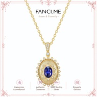 FANCIME "Retro Romance" Vintage Oval Cut September Birthstone Sterling Silver Necklace
