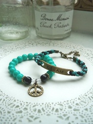 美夢成真手環-黑+土耳綠-2條