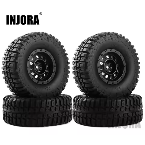 INJORA 4Pcs Plastic 1.9" Wheel Rim Tires Set for 1/10 RC Crawler Car Axial SCX10 90046 Tamiya CC01 D