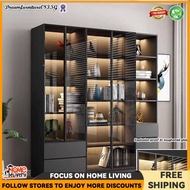 HK Storage Cabinet Display Cabinet Solid Wood Bookshelf Cabinet Glass Door Storage Cabinet Bookshelf
