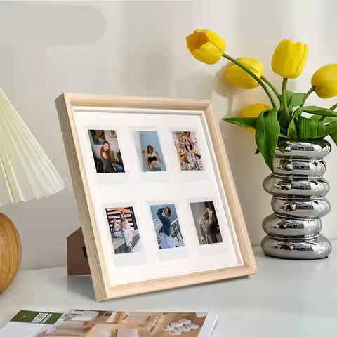 3/5/6/SQ/inch Photo Frame Minimalist Table Hanging Wall Square Wooden Frame Suitable For Fujifilm In