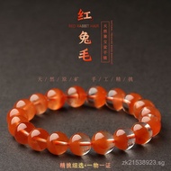]Treasure Bowl Natural Red Rabbit Fur Bracelet Rabbit Fur Venus Female Red[Crystal Bracelet Hand Pic