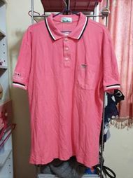 男 Aiken Sport大尺寸大尺碼 短袖子上衣服POLO衫TshirT恤 深UV立領子 桃粉紅色➯XL 23XXXL
