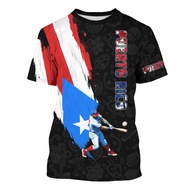 Puerto Rico Flag Pattern T-Shirt Men Frog National Emblem 3D Printed Short Sleeve Tees Summer Street