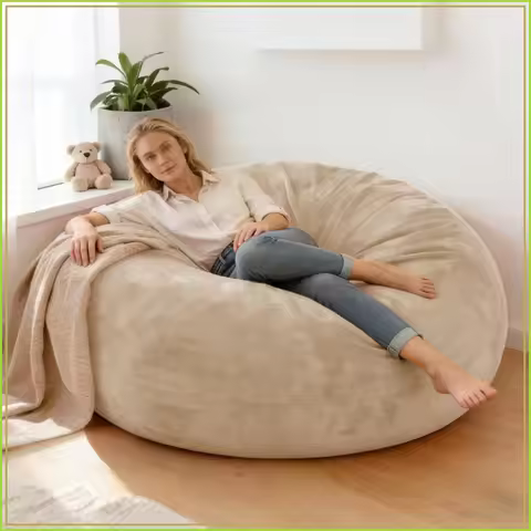 Large Bean Bag Chair for Adults Memory Foam Sofa Bed Living Room Furniture Apricot 4FT