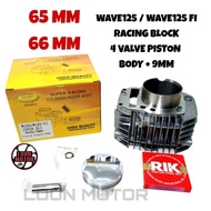 WAVE125/WAVE125 FI RACING BLOCK 4 VALVE PISTON BODY +9MM 65MM 66MM - HPSP RACING