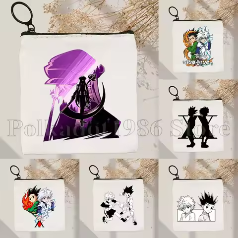 Cute Anime HISOKA Killua PORTRAIT Hunter x Hunter Art Print Canvas Coin Purse Bag Small Square Key S