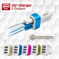 Charger USB Mobil 3 in 1 USB Car Charge 2 Ampere Charge Hp di Mobil 3 Port Multiple Smartphone Handphone Tablet Ipad Usb Car Charger Cas HP Mobil